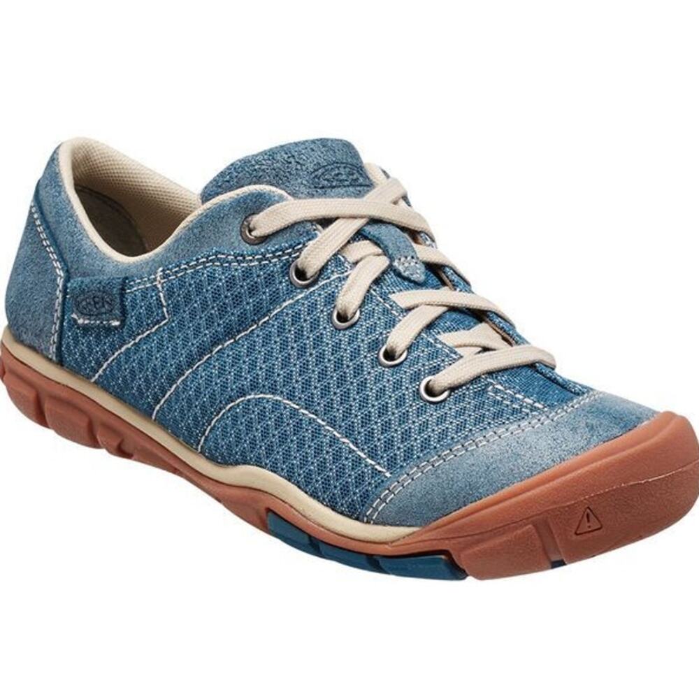 Keen Mercer Lace CNX Leather and Mesh Sneakers - Blue - US Women's Size 9